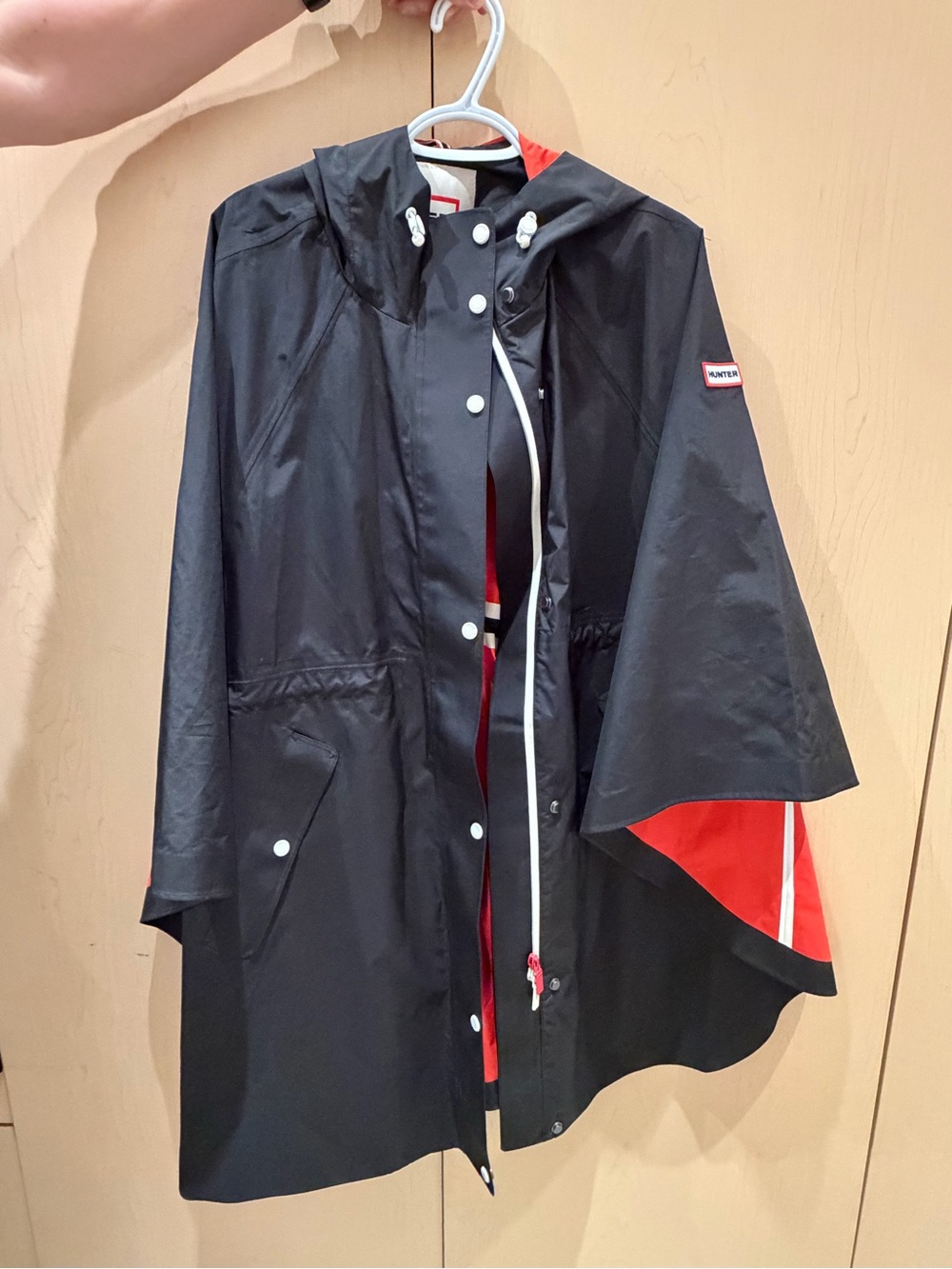 Hunter Black Rain Cape with Red Interior Trim